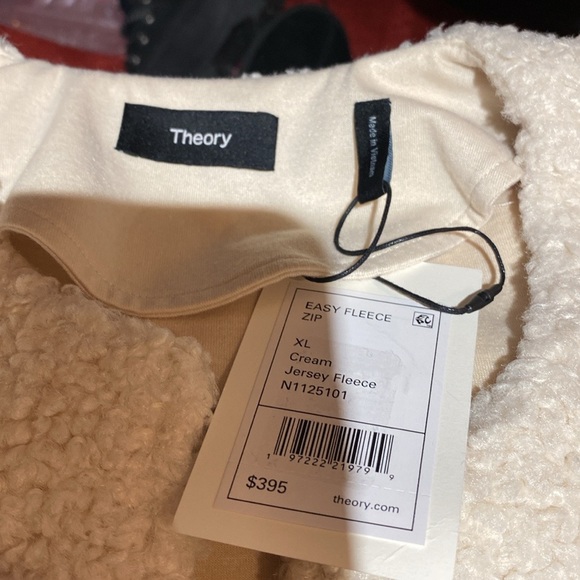 Theory Jersey Fleece Cream Jacket Size XL - Picture 9 of 11
